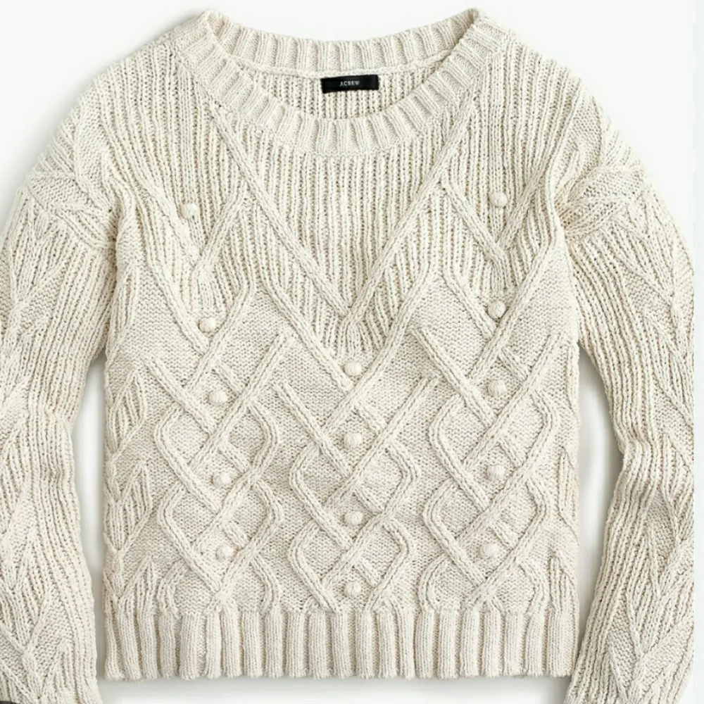J. Crew Ivory Cable Knit Pointelle Sweater Size XXS